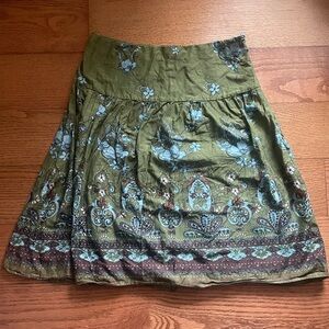 Vintage Xhilaration Target Cotton Paisley Boho Mini Skirt Small Green Fairycore